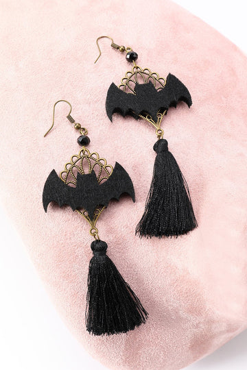 Brincos de gota de morcego de Halloween preto